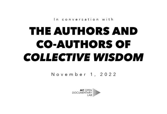 Title card reading "In conversation with The Authors and Co-authors of Collective Wisdom, November 1, 2022" The text is black on a white background.